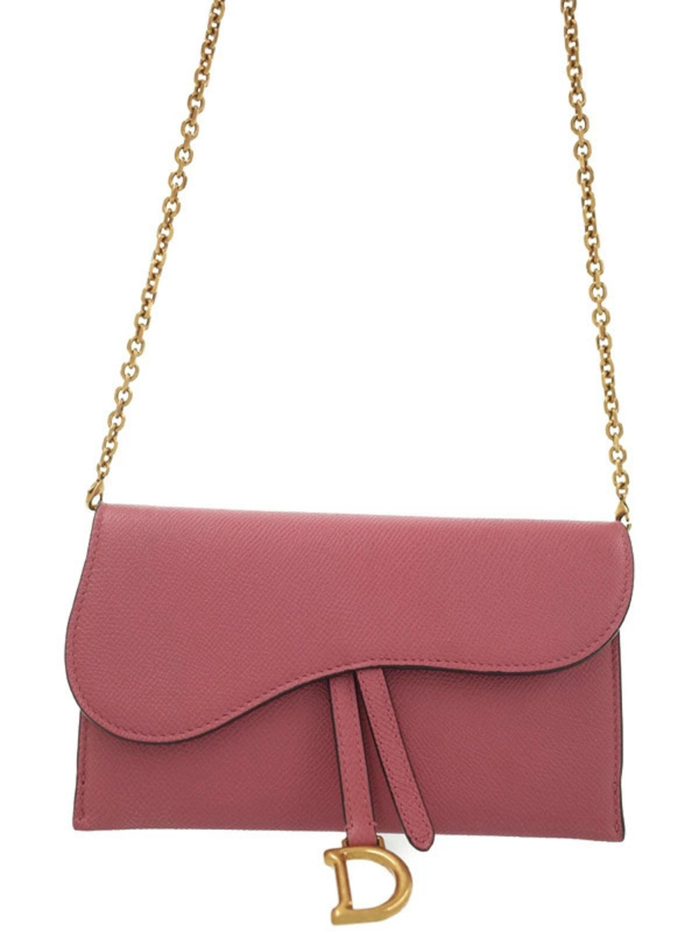 Christian Dior Saddle Chain Wallet Pink